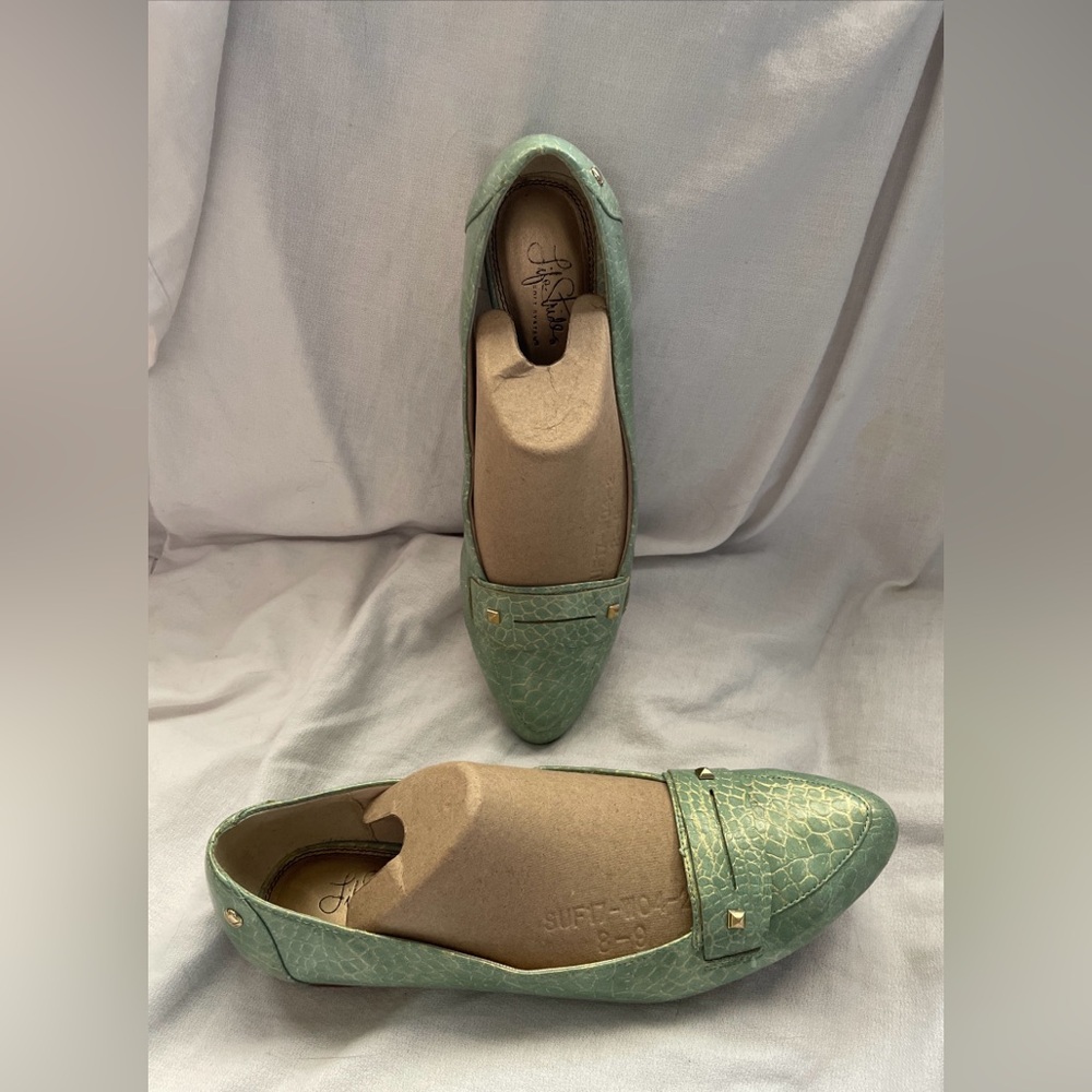 Women's Mint Green Faux Croc Loafers